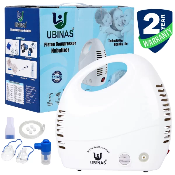 UBINAS Ultra Piston Compressor Nebulizer Machine for Adult & Kid (+ 2 Years Warranty)