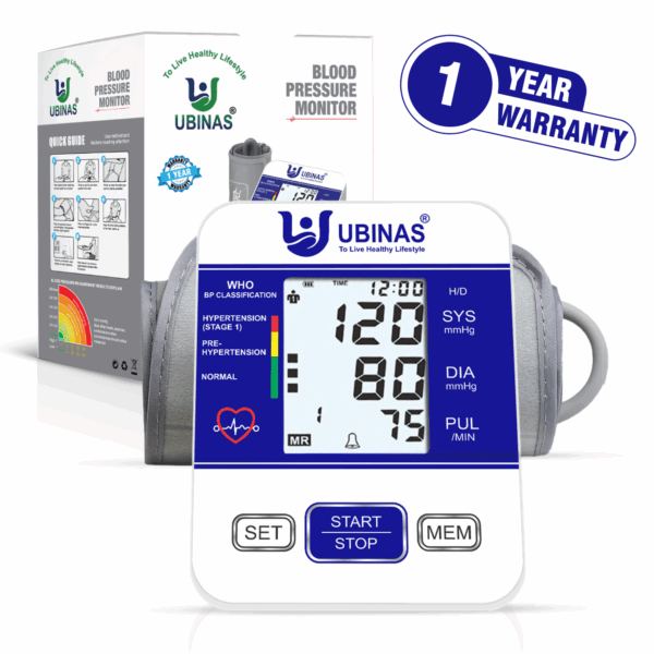 Fully Automatic Digital Blood Pressure Machine (White & Blue) MEMS Technology.